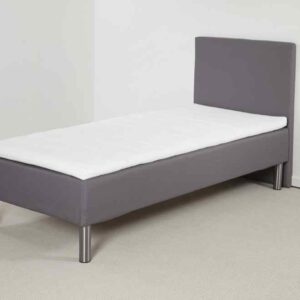 Lea Gold boksmadras 90 x 210 cm med gavl, ben og topmadras Koksgrå 5 cm viskoskum