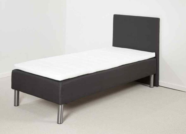 Lea Gold boksmadras 90 x 220 cm med gavl, ben og topmadras Koksgrå 5 cm viskoskum