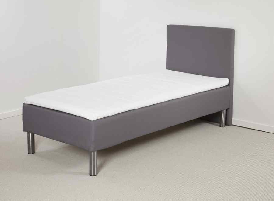 Lea Gold boksmadras 90 x 210 cm med gavl, ben og topmadras Beige 6 cm koldskum